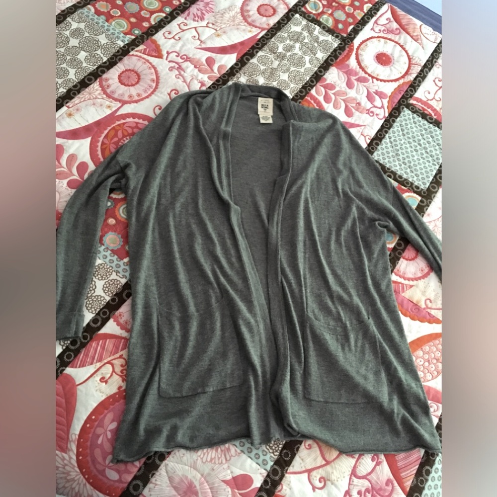 Grey dolman sleeve thin cardigan